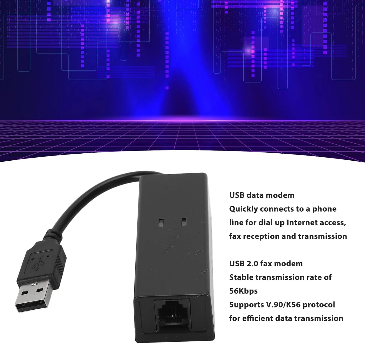 مودم فکس USB 2.0، سخت افزار خارجی شماره گیری، مودم فکس داده شماره گیری USB 56K برای کامپیوتر لپ تاپ، نصب آسان برای 10 8 7