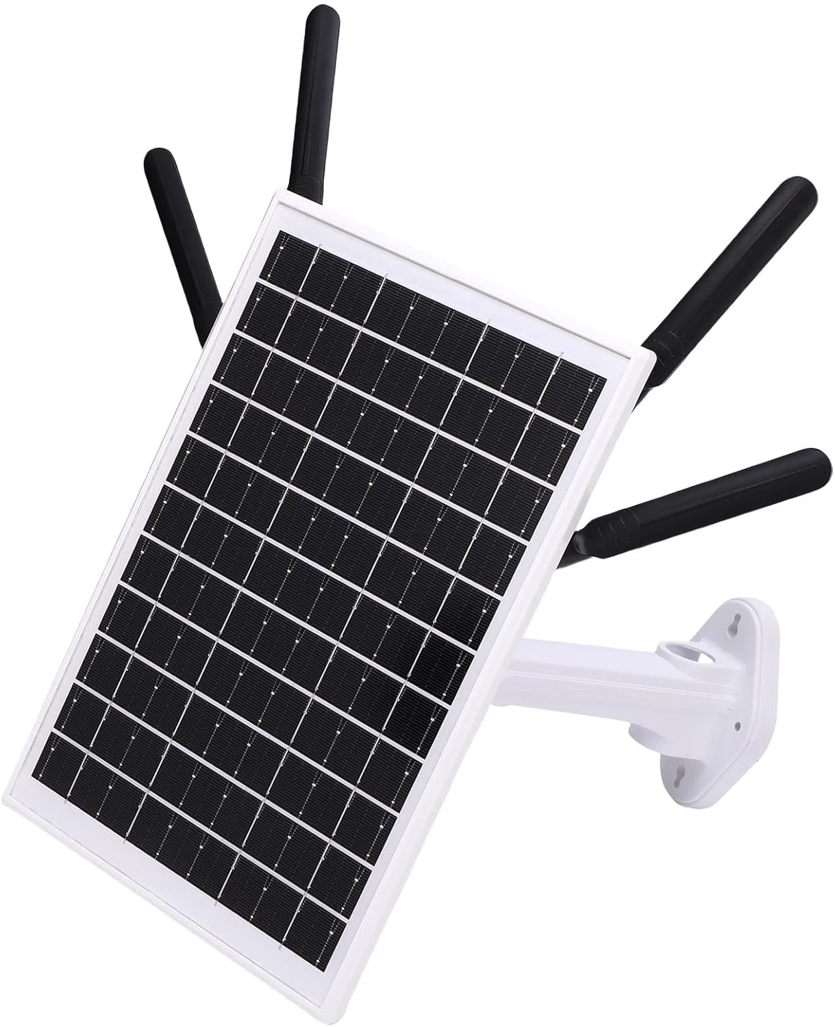 مودم روتر 4G LTE خورشیدی 12 واتی Luqeeg، توسعه دهنده وای فای 300 مگابیت در ثانیه در فضای باز با اسلات سیم کارت، هات اسپات موبایل با برد وای فای 150 متری، آنتن های خارجی و باتری داخلی 18000 میلی آمپر ساعتی (آنتن های مشکی)