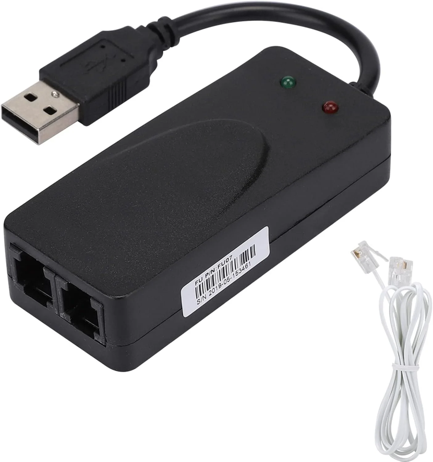 مودم اکسترنال USB2.0 دو پورت 56K نرمال - پشتیبانی از فکس، اینترنت و فکس خودکار برای 98 تا 10