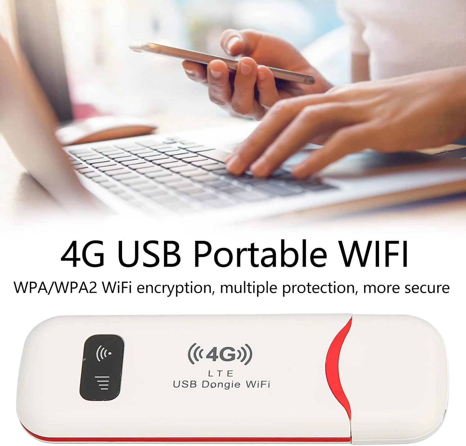 مودم USB 4G LTE، روتر قابل حمل دستگاه های اینترنت موبایل برای مسافرت های خانگی و اداری، روتر شبکه هات اسپات موبایل با اسلات سیم کارت، پشتیبانی از 10 دستگاه