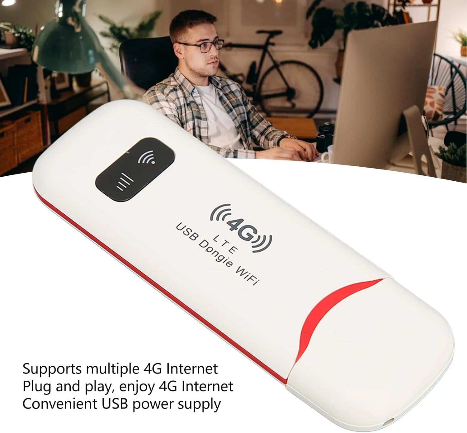 مودم USB 4G LTE، روتر قابل حمل دستگاه های اینترنت موبایل برای مسافرت های خانگی و اداری، روتر شبکه هات اسپات موبایل با اسلات سیم کارت، پشتیبانی از 10 دستگاه