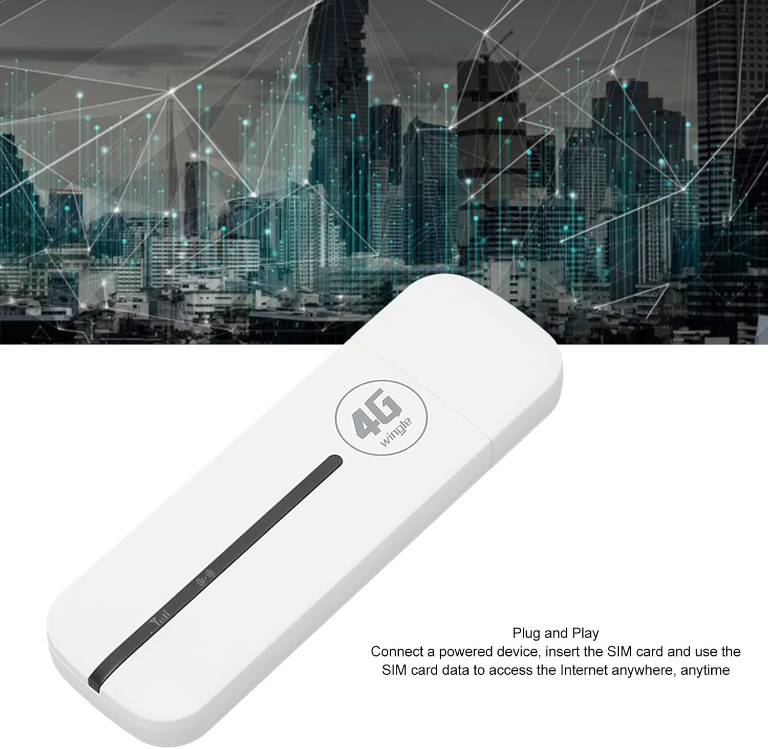 مودم وای فای USB قابل حمل 4G LTE، روتر وای فای جیبی کوچک برای خودرو، سفید، برای اشتراک گذاری دسترسی چند دستگاه