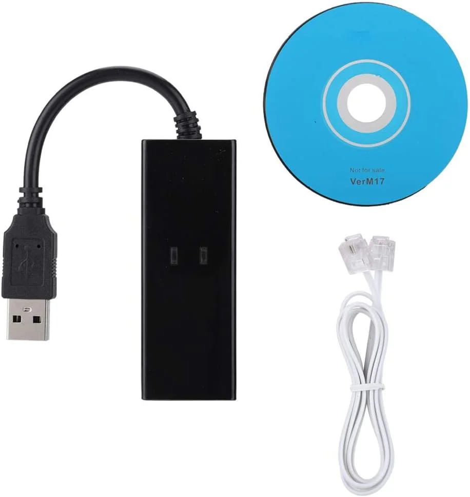 مودم USB اکسترنال 56K Thincol با آداپتور RJ11 به USB، مودم فکس شماره‌گیر V.92 چند منظوره برای WIN10/WIN8.1/WIN8/WIN7 64 بیتی