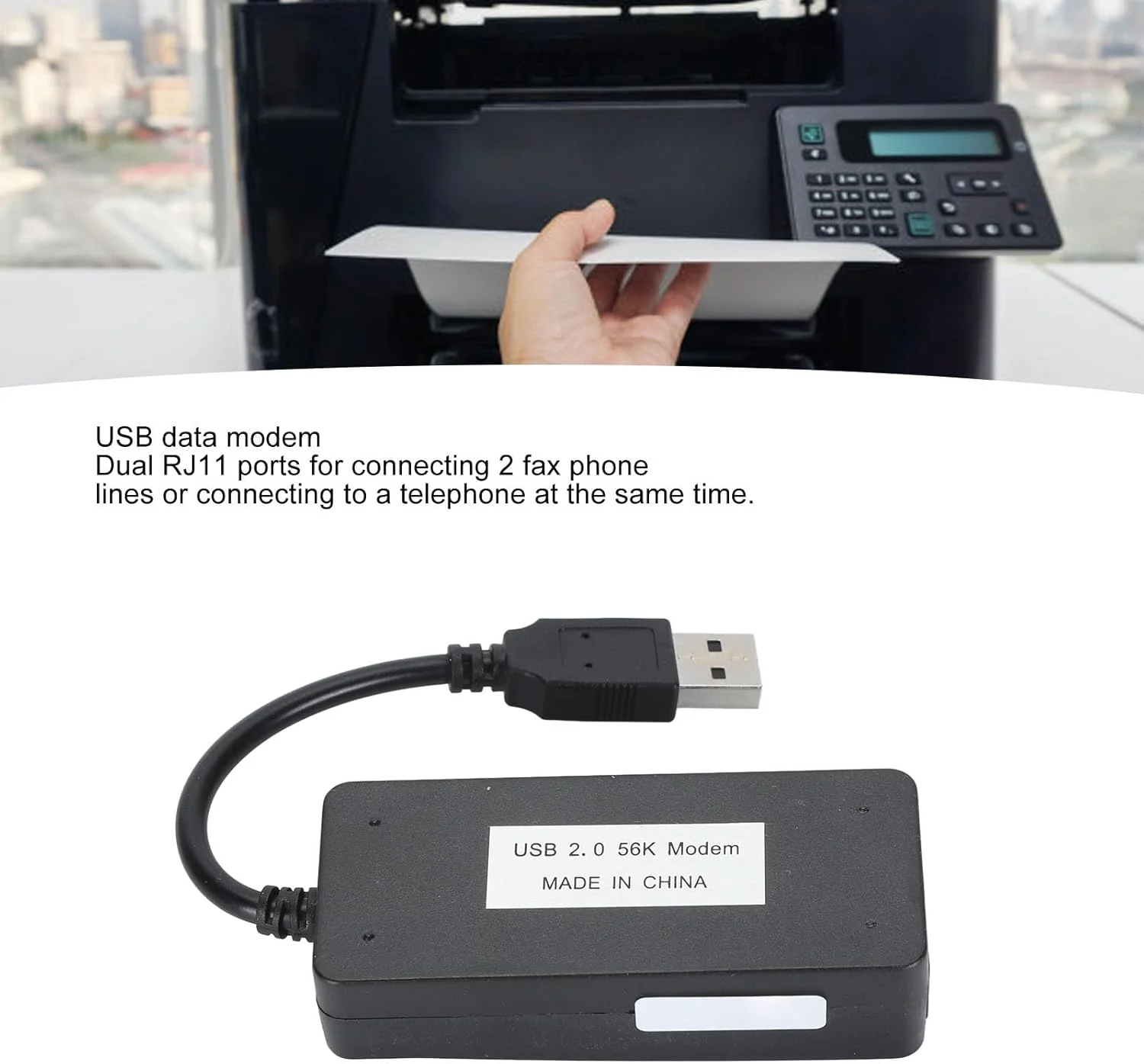 مودم فکس دیتا اکسترنال USB 56K تاپیکی، پورت های دوگانه RJ11، نمایشگر شماره تماس، سازگار با ویندوز/لینوکس مودم فکس دیتا اکسترنال USB 56K تاپیکی، پورت های دوگانه RJ11، نمایشگر شماره تماس، سازگار با ویندوز/لینوکس