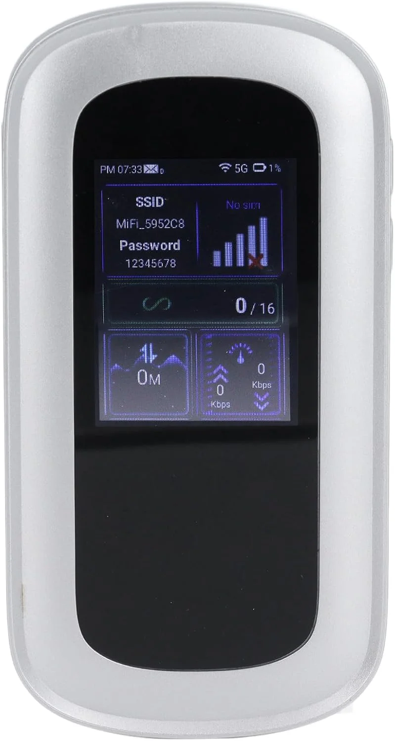 هات‌اسپات وای‌فای موبایل 5G، روتر هات‌اسپات وای‌فای دو بانده IP54 با سرعت دانلود 2.77 گیگابیت بر ثانیه و سرعت آپلود 1.25 گیگابیت بر ثانیه، تا 15 برابر سریع‌تر، پشتیبانی از 16 دستگاه به طور همزمان، کارت NANO SIM