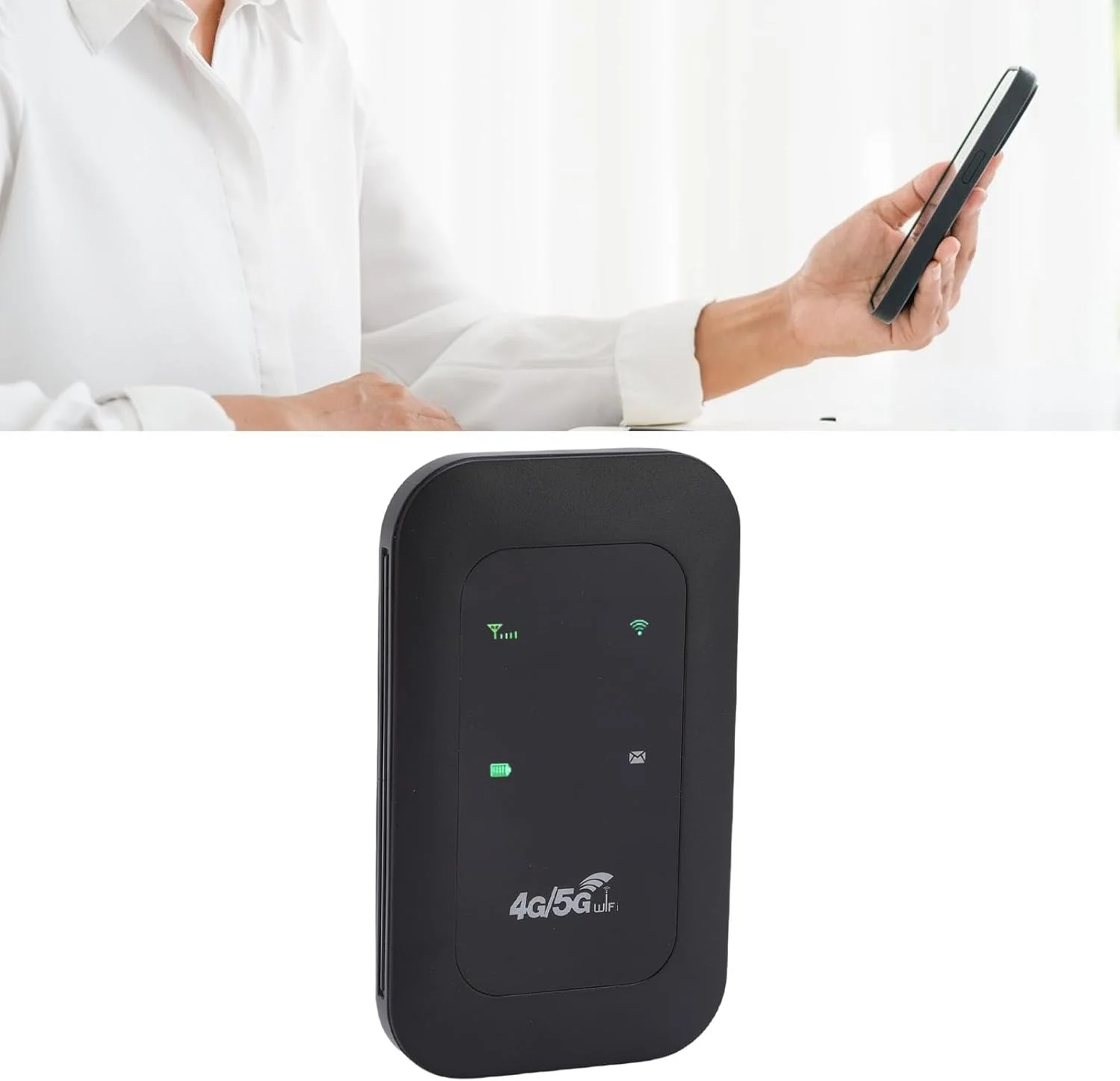 روتر وای فای موبایل Cryfokt، پشتیبانی از 10 دستگاه متصل، روتر موبایل 4G 5G سرعت بالا 300 مگابیت بر ثانیه برای سفرها