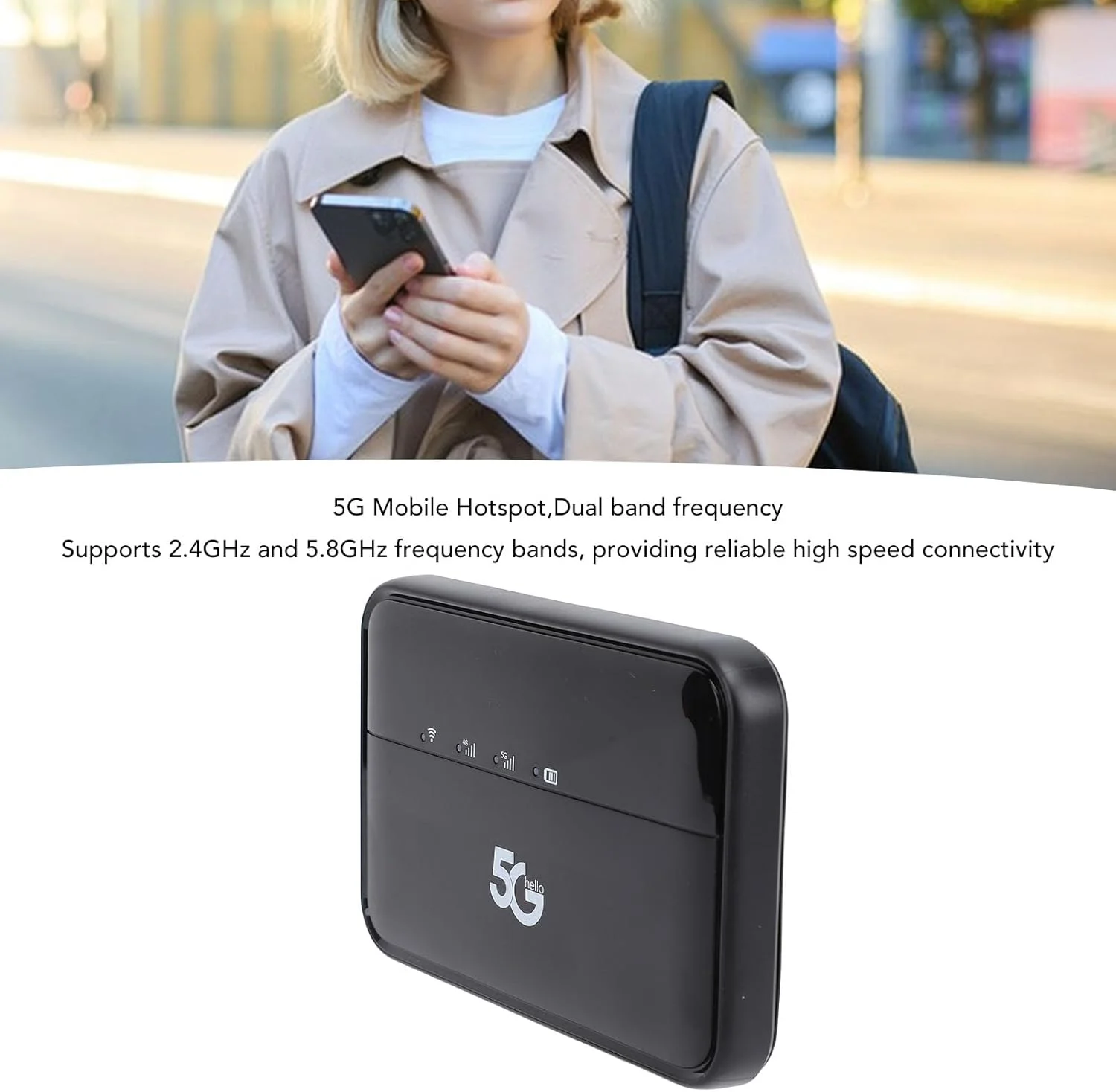 مودم همراه 5G، دستگاه قابل حمل برای مسافرت، با درگاه سیم کارت، دستگاه دو بانده پرسرعت قابل حمل برای مسافرت