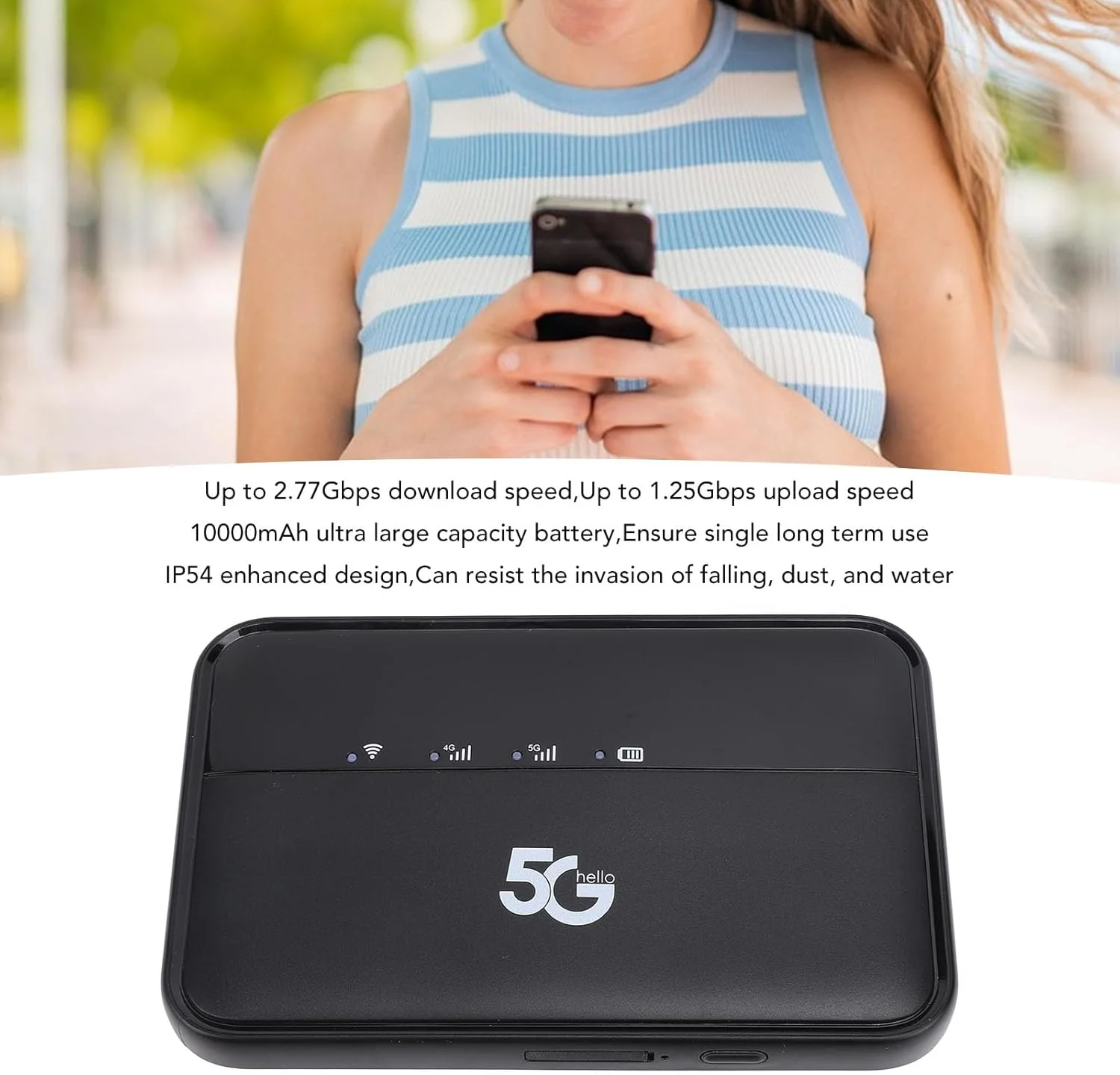 مودم همراه 5G، دستگاه قابل حمل برای مسافرت، با درگاه سیم کارت، دستگاه دو بانده پرسرعت قابل حمل برای مسافرت