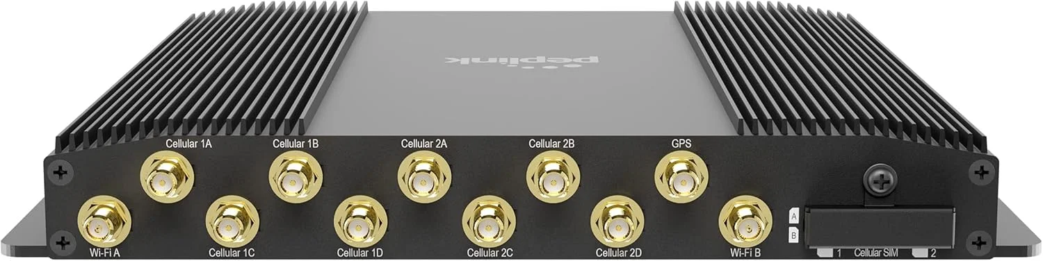 Peplink MAX BR2 Pro | دارای دو پورت WAN با سرعت 2.5 گیگابیت بر ثانیه، مودم های 5G x65 با اسلات های سیم کارت پشتیبان | Wi-Fi 6 | گزینه های متعدد WAN | حسگر احتراق طراحی شده برای کاربردهای خودرو | MAX-BR2-PRO-5GK-T-PRM