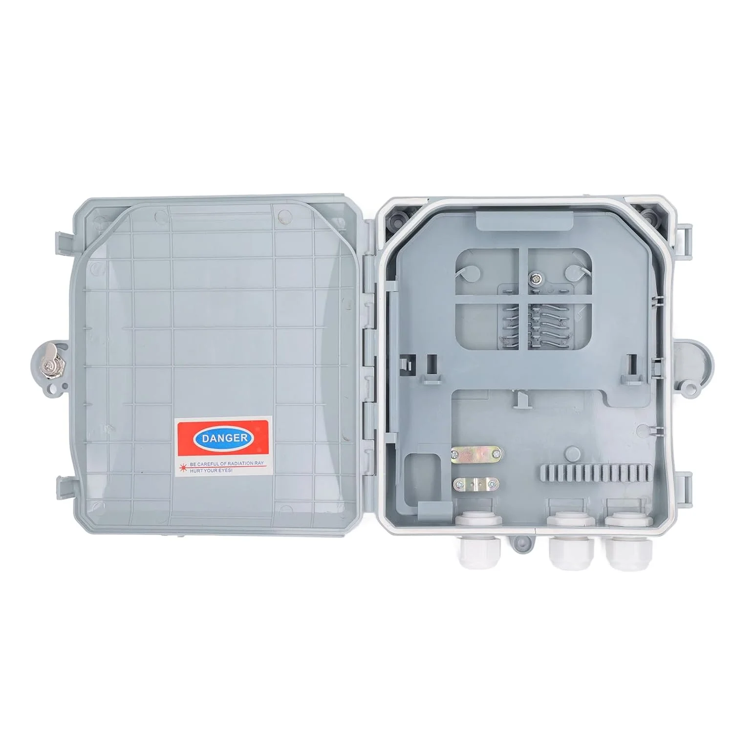 جعبه تقسیم فیبر نوری Elprico FTTH با قابلیت تقسیم 8 تایی برای استفاده در داخل و خارج ساختمان، ساخته شده از مواد ABS درجه یک