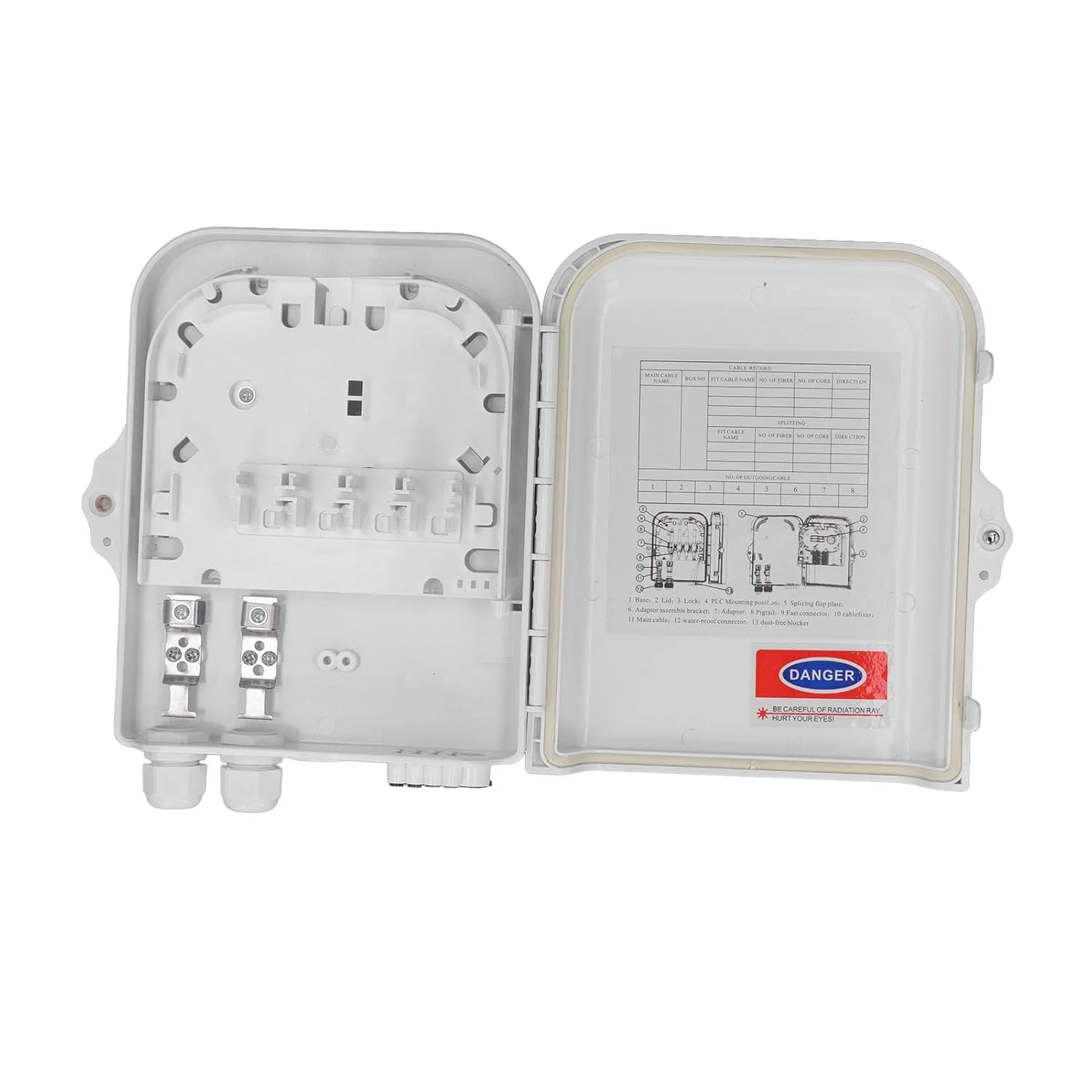 جعبه ترمینال فیبر نوری Eujgoov، جعبه توزیع کابل فیبر نوری ضد آب IP65 برای داخل و خارج از منزل، قابلیت پردازش دیفرانسیل، به طور گسترده در شبکه های نوری استفاده می شود