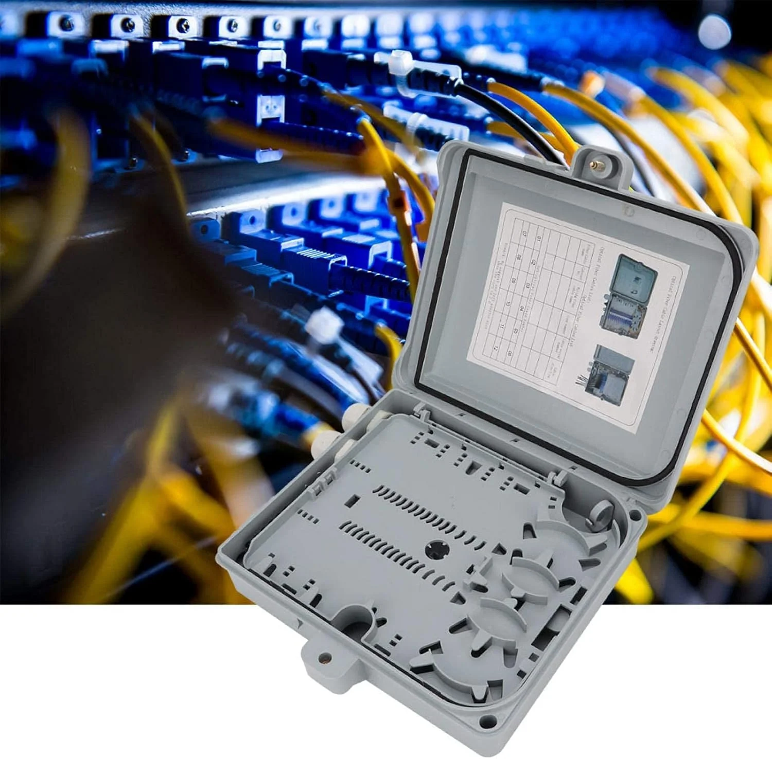 جعبه ترمینال فیبر نوری ضد آب IP65 با 12 هسته، محفظه توزیع فیبر نوری FTTH، ابعاد 25x22x6.5 سانتی متر