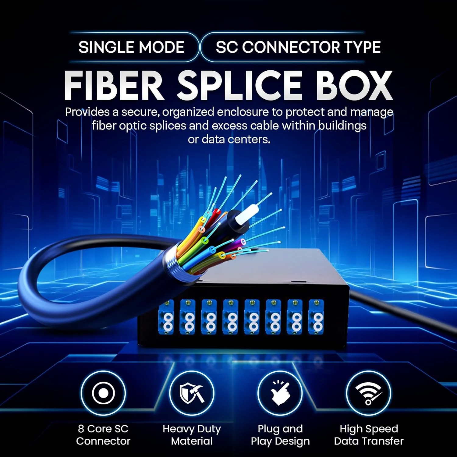 جعبه توزیع فیبر نوری 8 پورت (16 هسته) – کانکتور LC، تک حالته، محفظه خاتمه فیبر دیواری برای مدیریت کابل جعبه توزیع فیبر نوری 8 پورت (16 هسته) – کانکتور LC، تک حالته، محفظه خاتمه فیبر دیواری برای مدیریت کابل