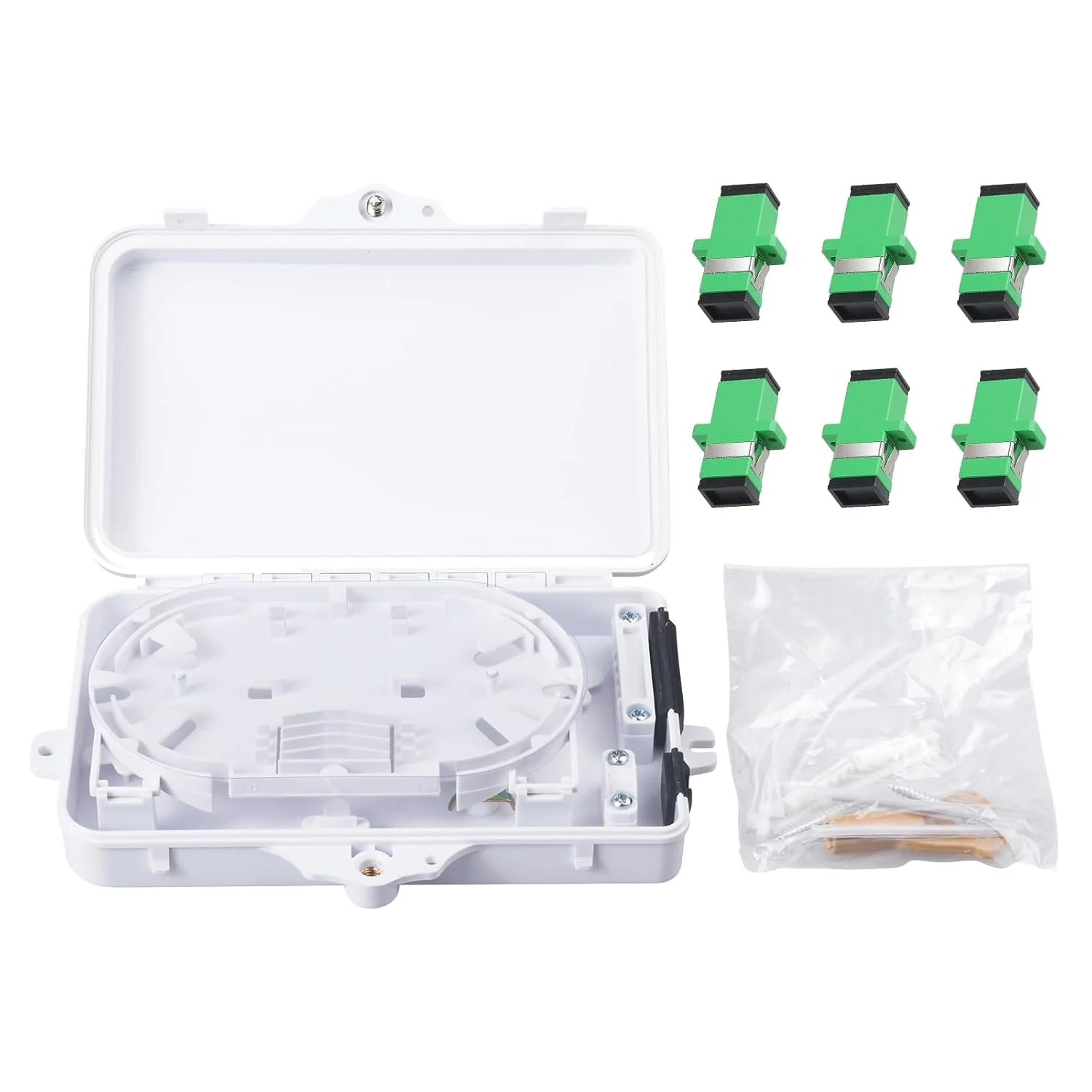 جعبه ترمینال فیبر نوری 6 هسته ای با 6 عدد کوپلر سینگل مود SC APC