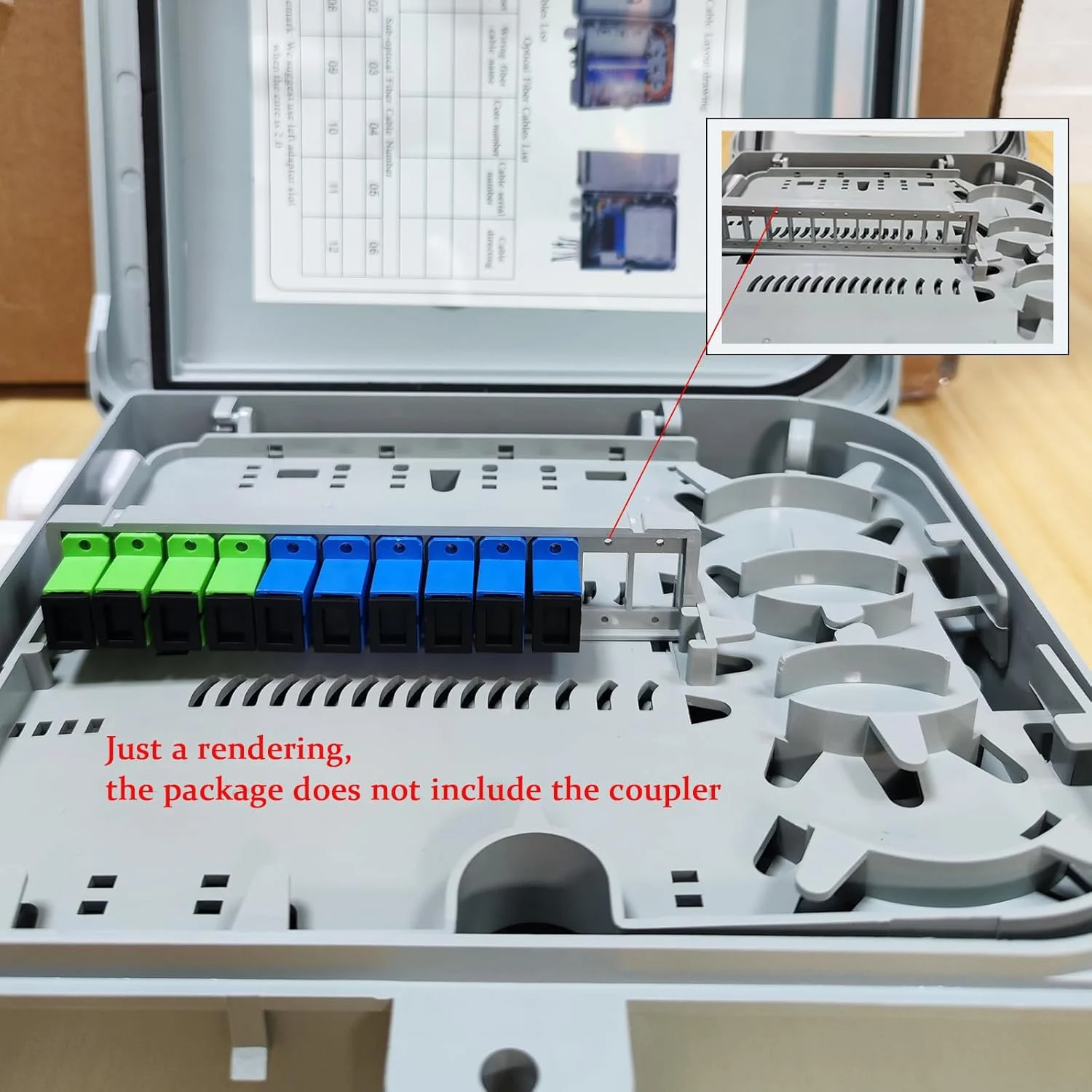 جعبه ترمینال فیبر نوری 12 هسته ای، محفظه توزیع فیبر نوری FTTH، لوازم جانبی فیبر نوری، 24.5x22x6.5 سانتی متر جعبه ترمینال فیبر نوری 12 هسته ای، محفظه توزیع فیبر نوری FTTH، لوازم جانبی فیبر نوری، 24.5x22x6.5 سانتی متر