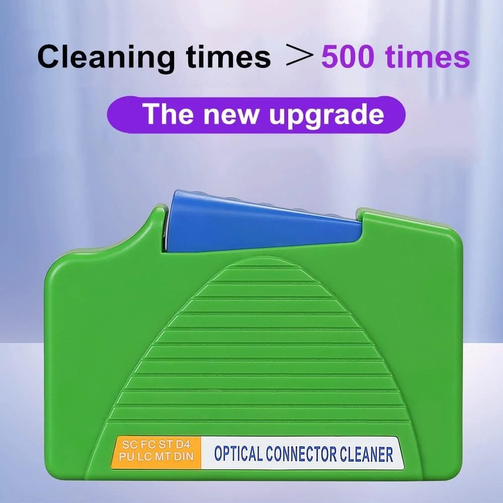 جعبه تمیز کننده فیبر نوری KASTWAVE، جعبه تمیز کننده فیبر نوری FTTH برای 1.25mm 2.5mm، FC، SC، LC، MU، ST و کانکتورهای نوری، بیش از 500 بار تمیز می کند، سواب تمیز کننده آنتی استاتیک، سبز