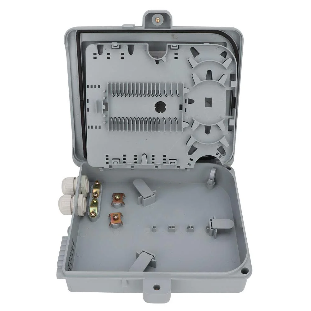 جعبه ترمینال فیبر نوری IP65 ابعاد 25x22x6.5 سانتی متر، 1 عدد جعبه ترمینال فیبر نوری 1 به 8، محفظه توزیع 12 آداپتور فیبر نوری