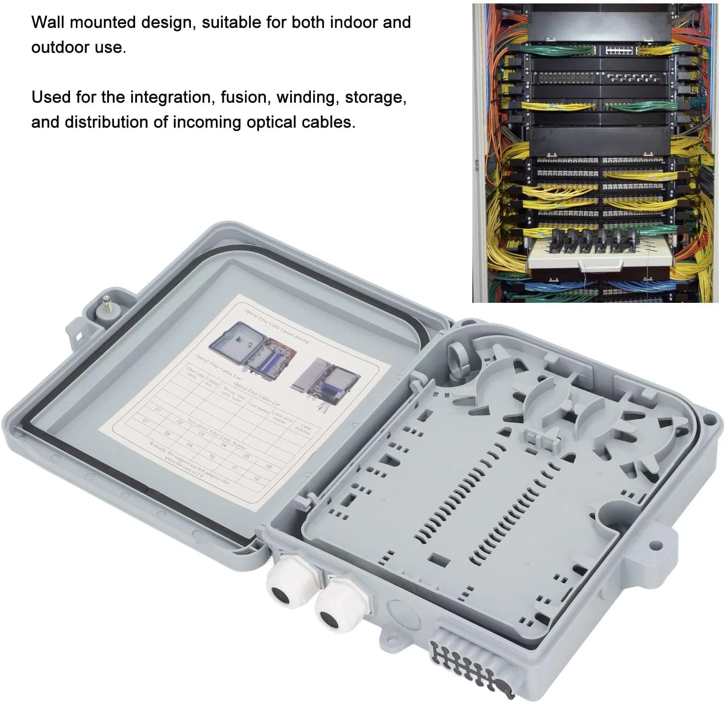 جعبه تقسیم فیبر نوری 12 هسته ای ضد آب برای SC FC PLC