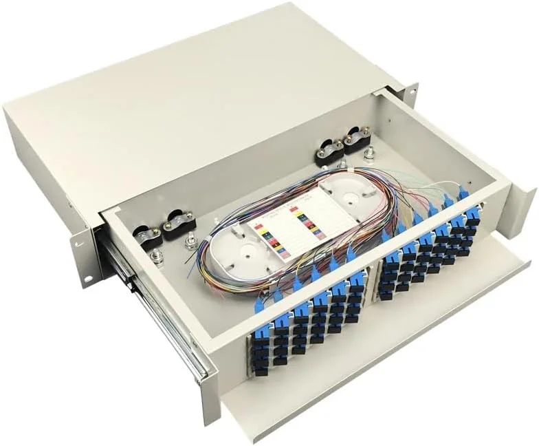 پنل پچ فیبر نوری 24 پورت SC FC LC Pigtail ODF جعبه ترمینال فیبر نوری 1U فریم توزیع فیبر نوری (رنگ: 24 هسته SC MM OM1)