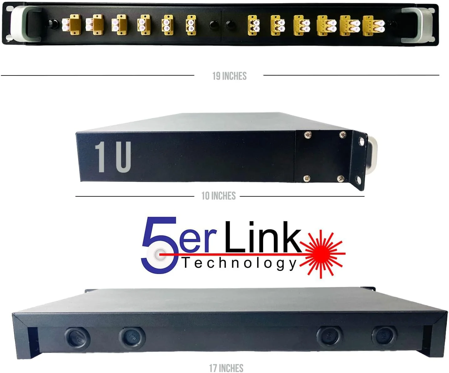 محفظه رک مونت کابل فیبر نوری 24 رشته ای 1U با 12 کوپلر LC Duplex برای رک ها یا کابینت های 19 اینچی | شامل سینی اتصال و آستین های اتصال فیوژن 60 میلی متری | جعبه فیبر نوری (LC OM1)