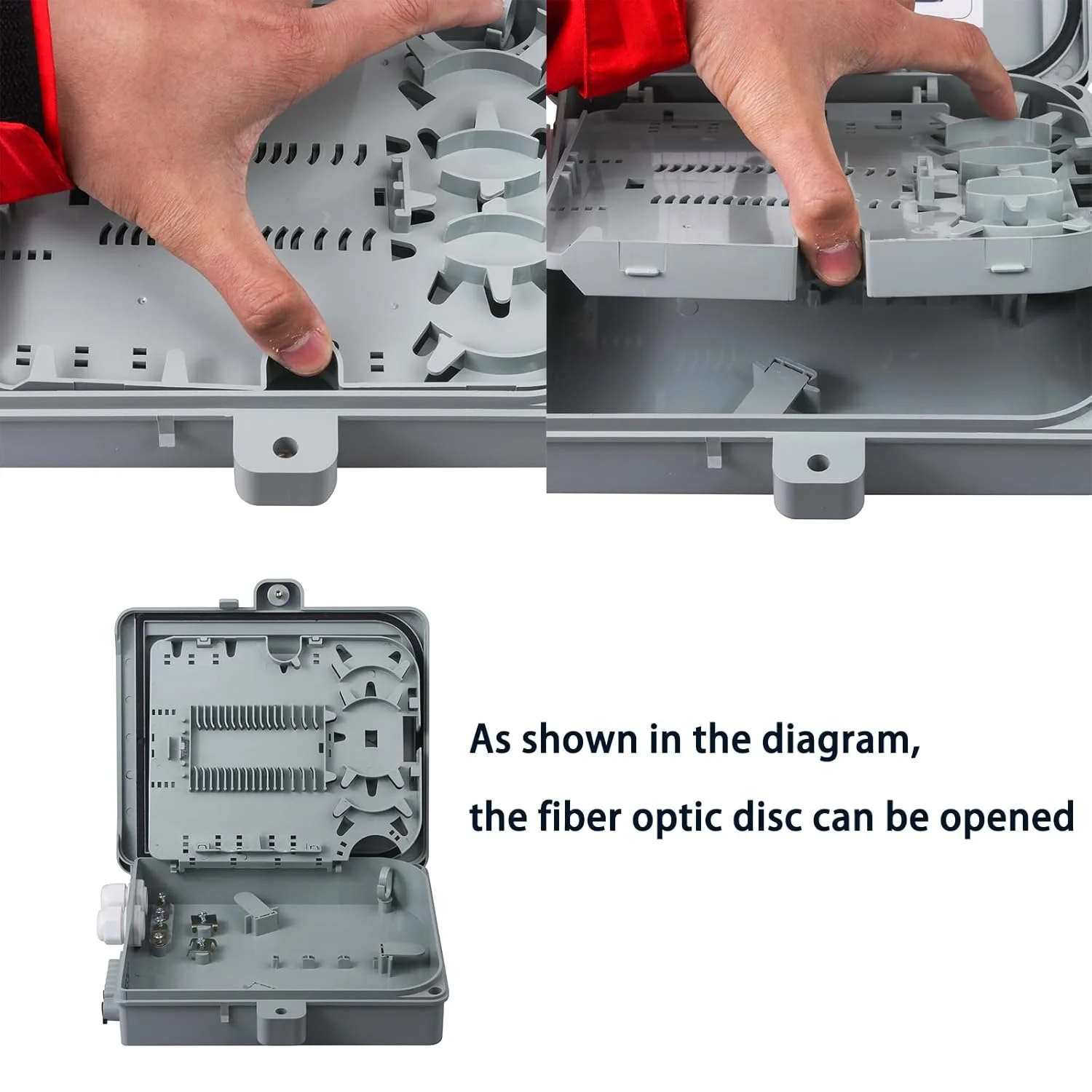 جعبه ترمینال فیبر نوری 12 هسته ای با 12 عدد کوپلر سینگل مود LC دوبلکس، محفظه توزیع فیبر نوری FTTH، لوازم جانبی فیبر نوری 24.5x22x6.5 سانتی متر