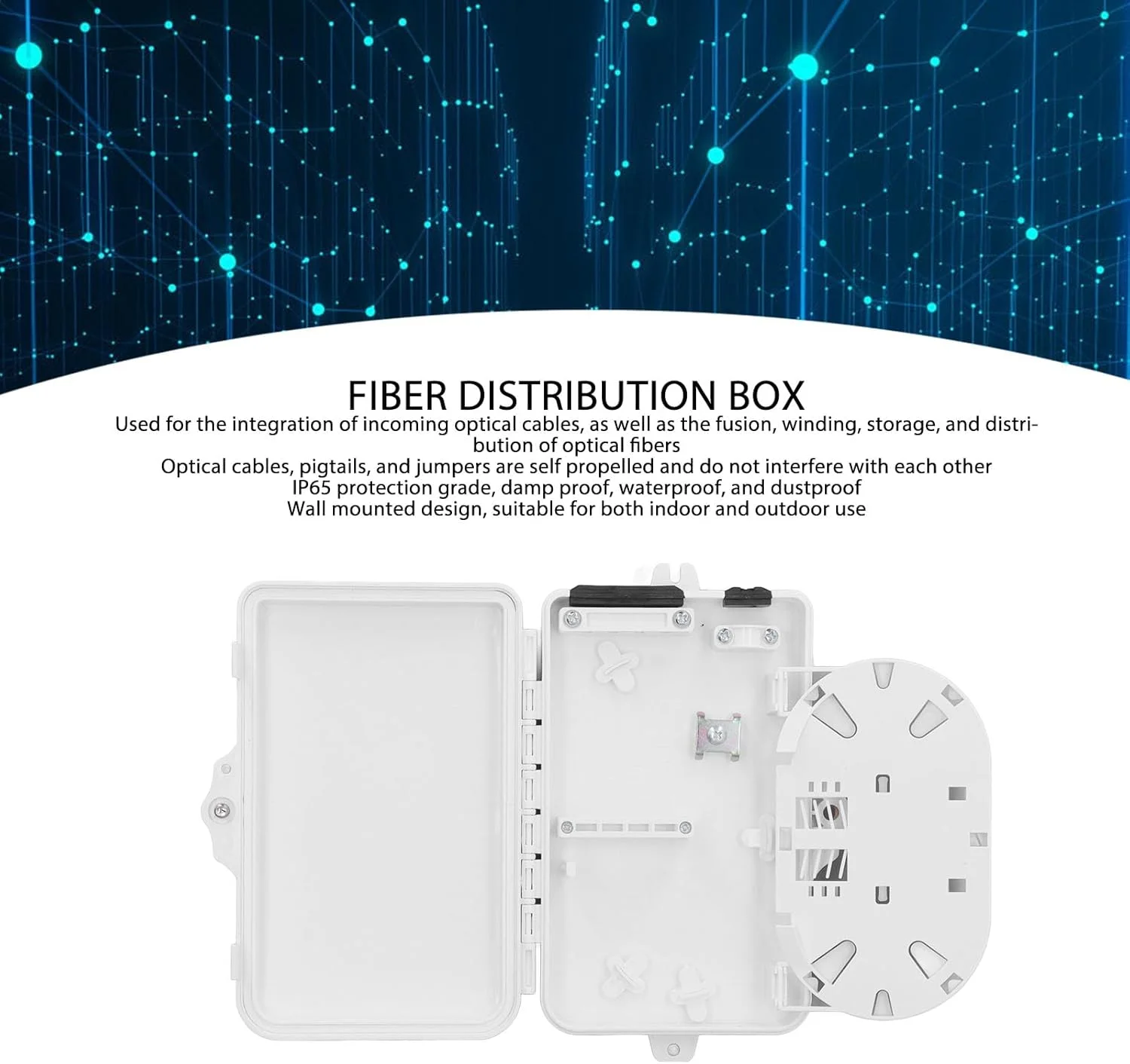 جعبه تقسیم فیبر Trisar، جعبه تقسیم اتصال ترمینال فیبر نوری 4 هسته ای IP65 ضد آب، نصب دیواری برای داخل و خارج از خانه