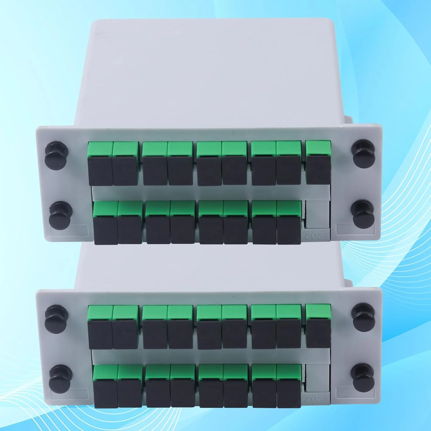 اسپلیتر فیبر نوری PLC SC/APC 1x16، 2 عددی، اسپلیتر فیبر نوری SC APC 1 به 16 کارتی برای سیم کشی خانگی، شبکه فیبر نوری، جعبه توزیع فیبر، اتاق های شبکه