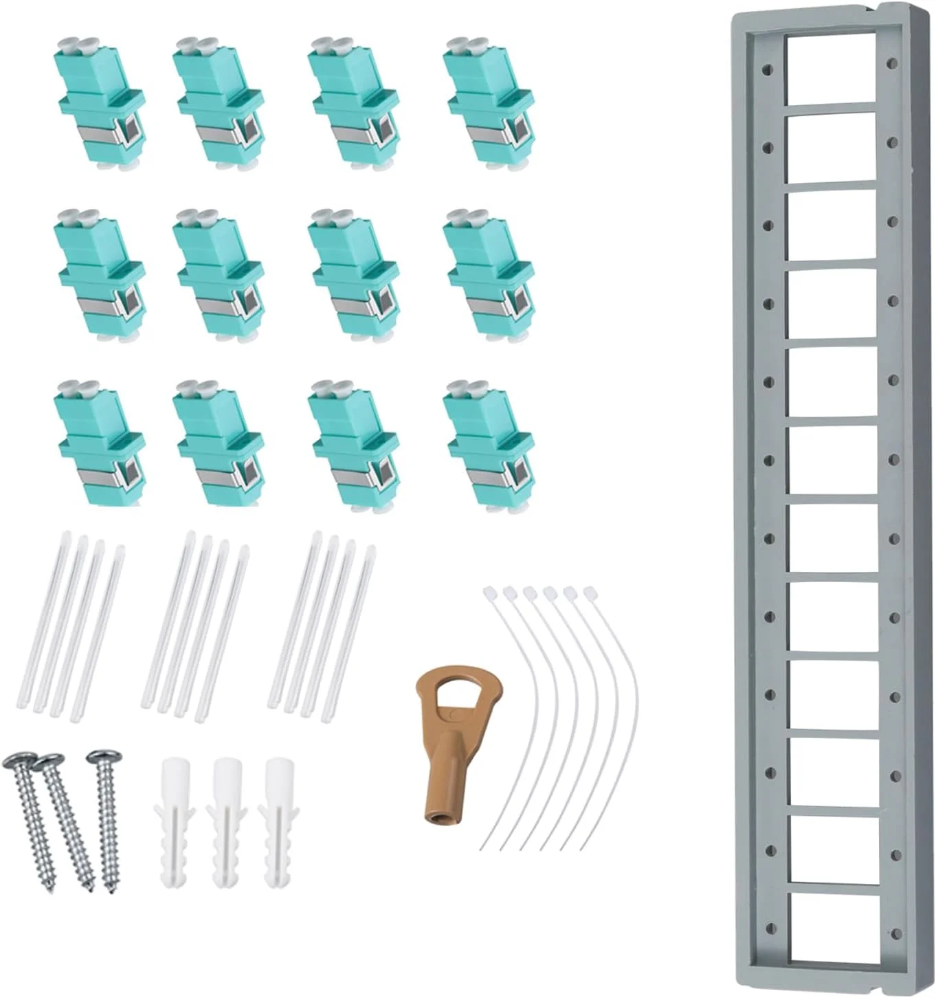 جعبه توزیع فیبر نوری، محفظه 12 پورت دیواری با 12 آداپتور LC Duplex OM3، چند حالته، FTTH، ضد آب IP65 مناسب برای استفاده در فضای باز/داخلی - 24x22x6.5 سانتی متر