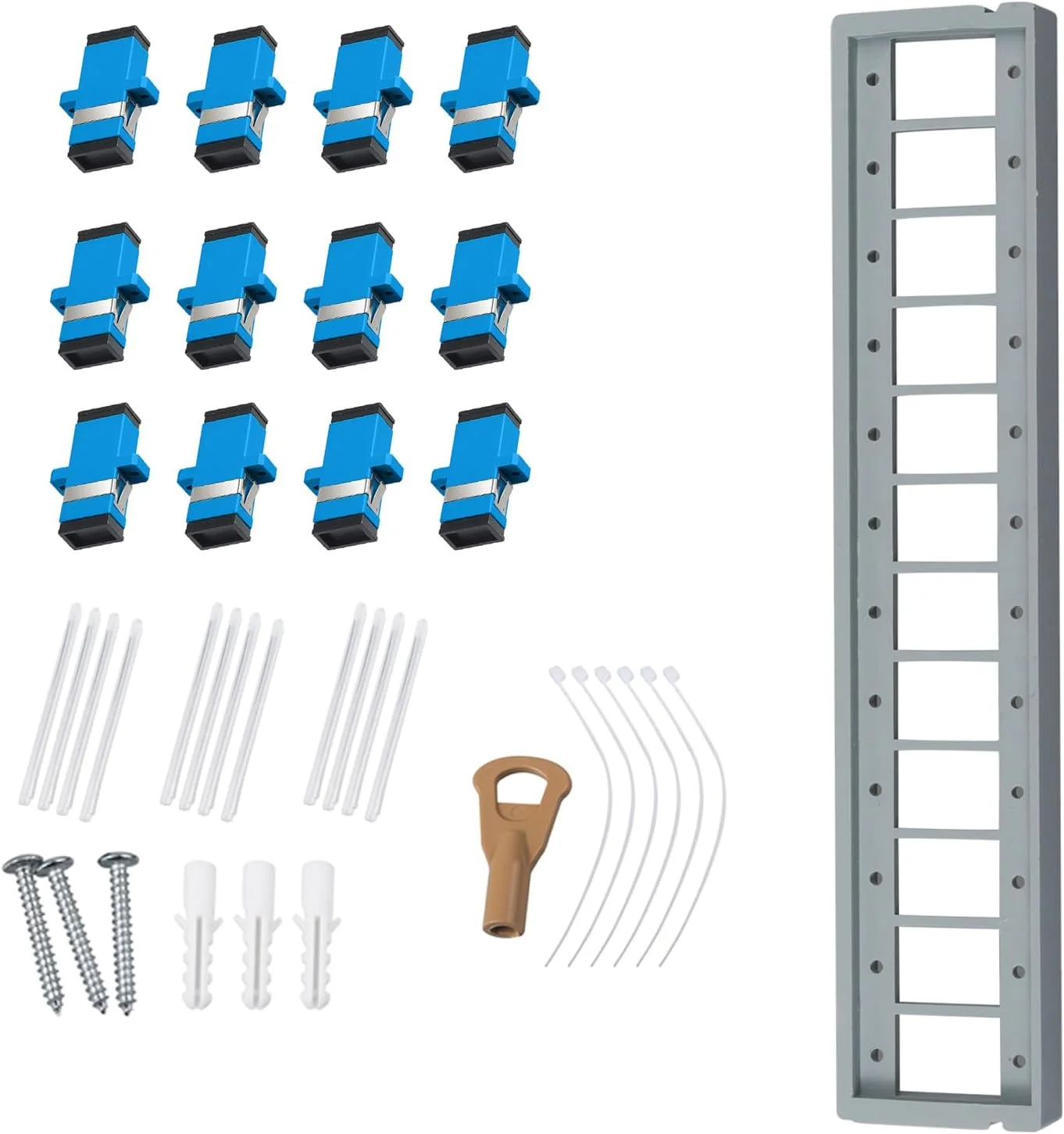 جعبه توزیع فیبر نوری، محفظه دیواری 12 پورت با 12 آداپتور SC UPC، سینگل مود، FTTH، ضد آب IP65 مناسب برای استفاده در فضای باز/داخلی - 24x22x6.5 سانتی متر