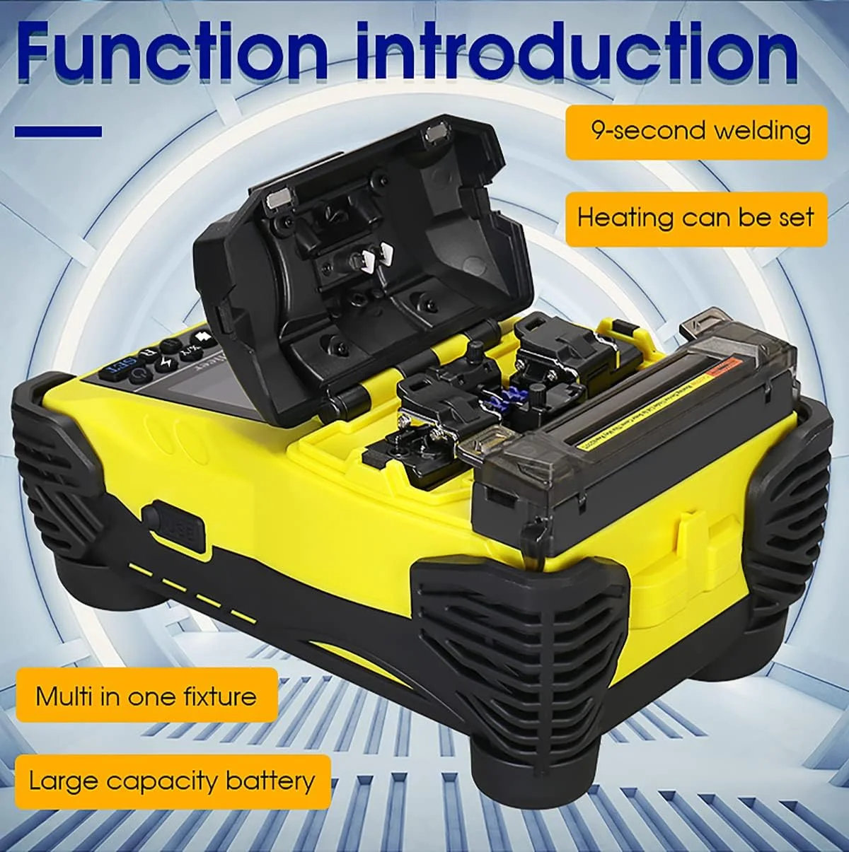 دستگاه فیوژن فیبر نوری مینی کاملا اتوماتیک، دستگاه جوش AUA-15F با صفحه نمایش لمسی 3.5 اینچی، دارای Visual Fault Locator و Optical Power Meter و کیت فیبر کلیور Leunl دستگاه فیوژن فیبر نوری مینی کاملا اتوماتیک، دستگاه جوش AUA-15F با صفحه نمایش لمسی 3.5 اینچی، دارای Visual Fault Locator و Optical Power Meter و کیت فیبر کلیور Leunl