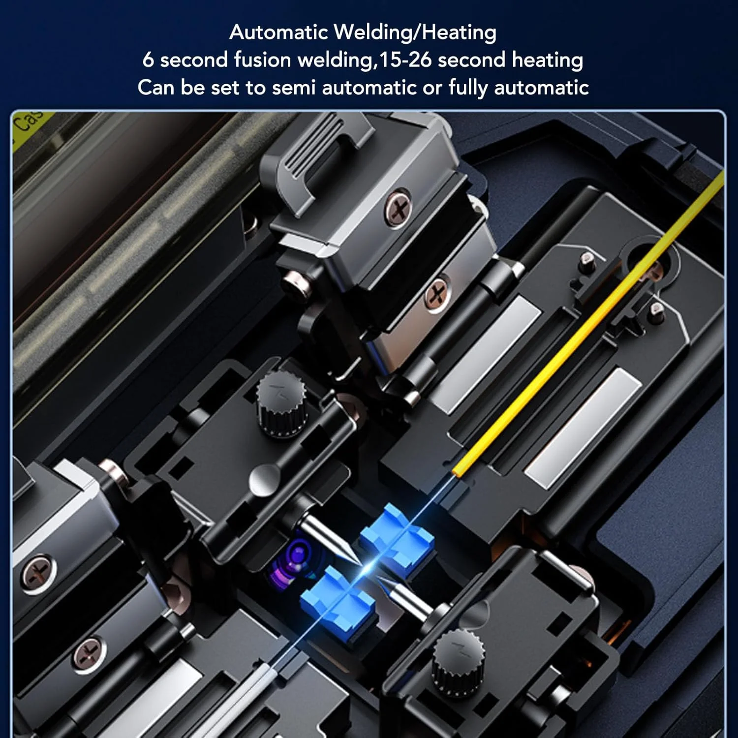 دستگاه فیوژن فیبر نوری، دستگاه جوش حرارتی کابل نوری تمام اتوماتیک با جوش 9 ثانیه ای و گرمایش 26 ثانیه ای، ابزار جوش فیبر با حافظه داخلی برای فیبر (دوشاخه UK 100-240V)