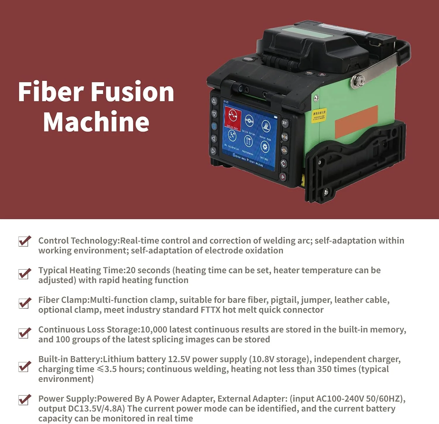 دستگاه فیوژن فیبر نوری JHQWIDD GX39، دستگاه اتصال فیبر نوری با هم ترازی هسته، دستگاه جوش کابل نوری با صفحه نمایش رنگی 3.5 اینچی TFT، کیت برش فیبر نوری FTTH دستگاه فیوژن فیبر نوری JHQWIDD GX39، دستگاه اتصال فیبر نوری با هم ترازی هسته، دستگاه جوش کابل نوری با صفحه نمایش رنگی 3.5 اینچی TFT، کیت برش فیبر نوری FTTH