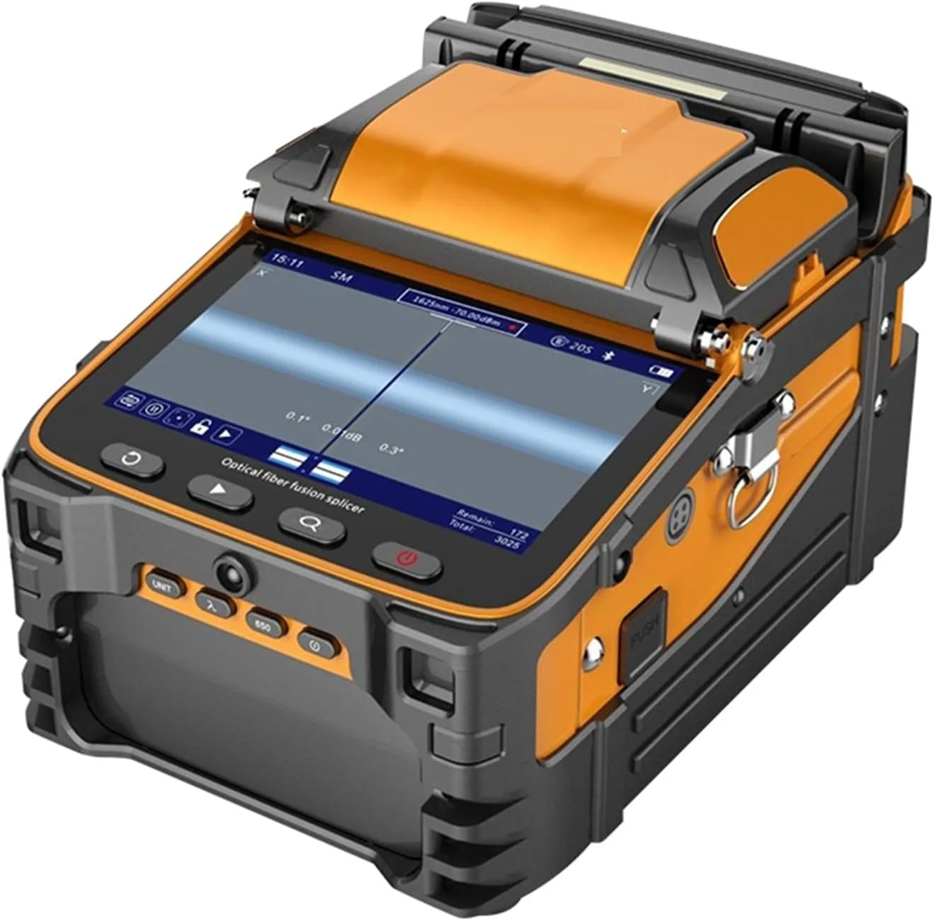 دستگاه فیوژن فیبر نوری هوشمند GJDtyui AI-9 با نور سیگنال، چند زبانه، مناسب FTTH، دارای پاور متر نوری داخلی و VFL5.0