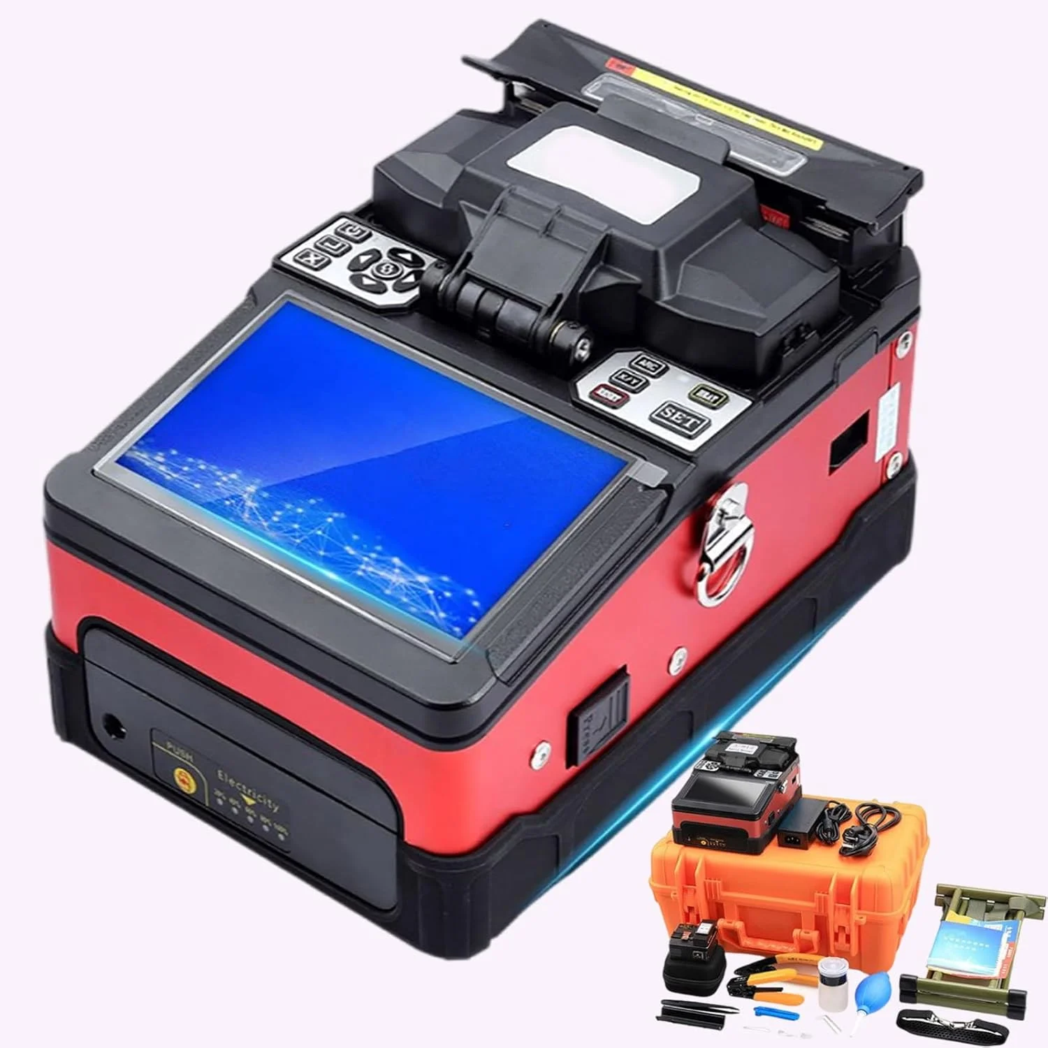 دستگاه اتصال فیبر نوری مینی کاملا اتوماتیک Hoiaost، کیت اتصال فیبر نوری، فوکوس اتوماتیک/صفحه نمایش LCD، گرمایش 5 ثانیه ای اتصال 15 ثانیه ای، برای فیبر لخت/پیگتیل