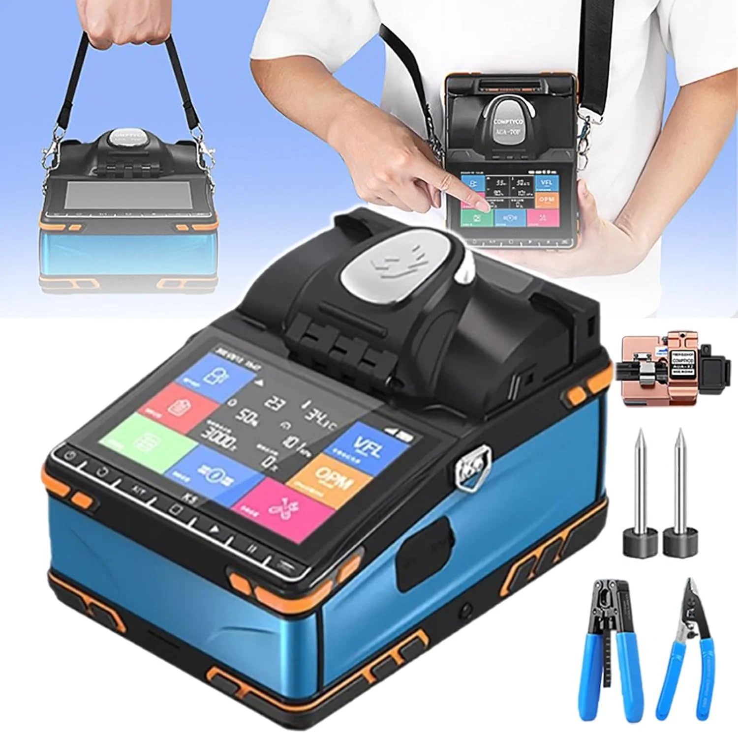 دستگاه فیوژن فیبر نوری Hoiaost، اتصال فیوژن اتوماتیک، 6 موتور، دستگاه فیوژن فیبر نوری SM MM، تجهیزات فیبر نوری، دستگاه اتصال فیبر نوری