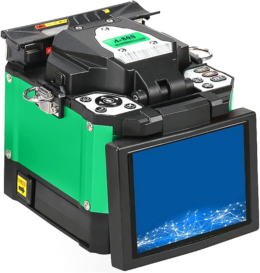 دستگاه فیوژن فیبر نوری اتوماتیک HYPKUTY مدل A-80S سبز رنگ، مناسب برای ساخت خطوط اصلی، FTTH و پروژه های اتصال کابل