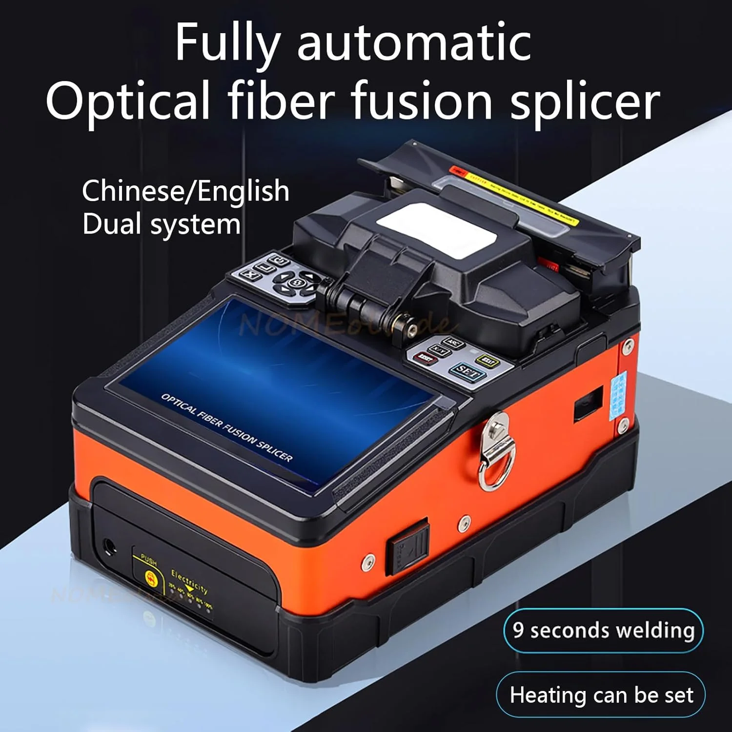 دستگاه فیوژن فیبر نوری اتوماتیک، کیت دستگاه فیوژن فیبر نوری کاملا اتوماتیک، هم ترازی/فیوژن هسته فیبر کاملا اتوماتیک، با باتری 7800mah + 4 موتور، برای جامپر/خط پوستی