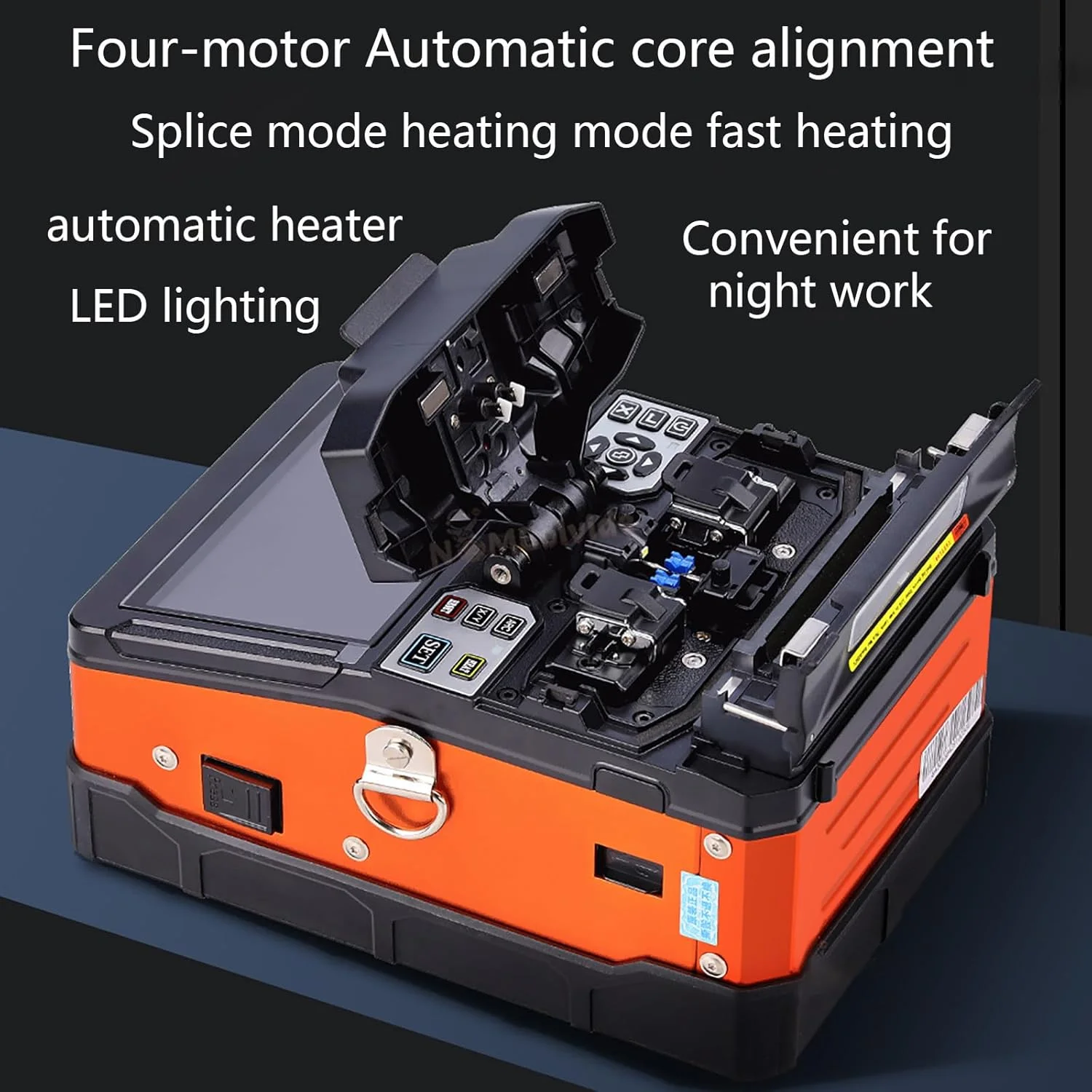 دستگاه فیوژن فیبر نوری اتوماتیک، کیت دستگاه فیوژن فیبر نوری کاملا اتوماتیک، هم ترازی/فیوژن هسته فیبر کاملا اتوماتیک، با باتری 7800mah + 4 موتور، برای جامپر/خط پوستی