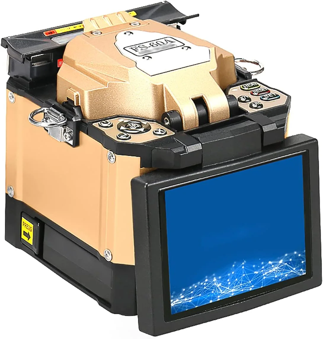 دستگاه فیوژن فیبر نوری FS-60A با دقت بالا، دارای صفحه نمایش رنگی 5.0 اینچی TFT، دو زبانه اتوماتیک، دستگاه هوشمند فیوژن فیبر نوری FTTH