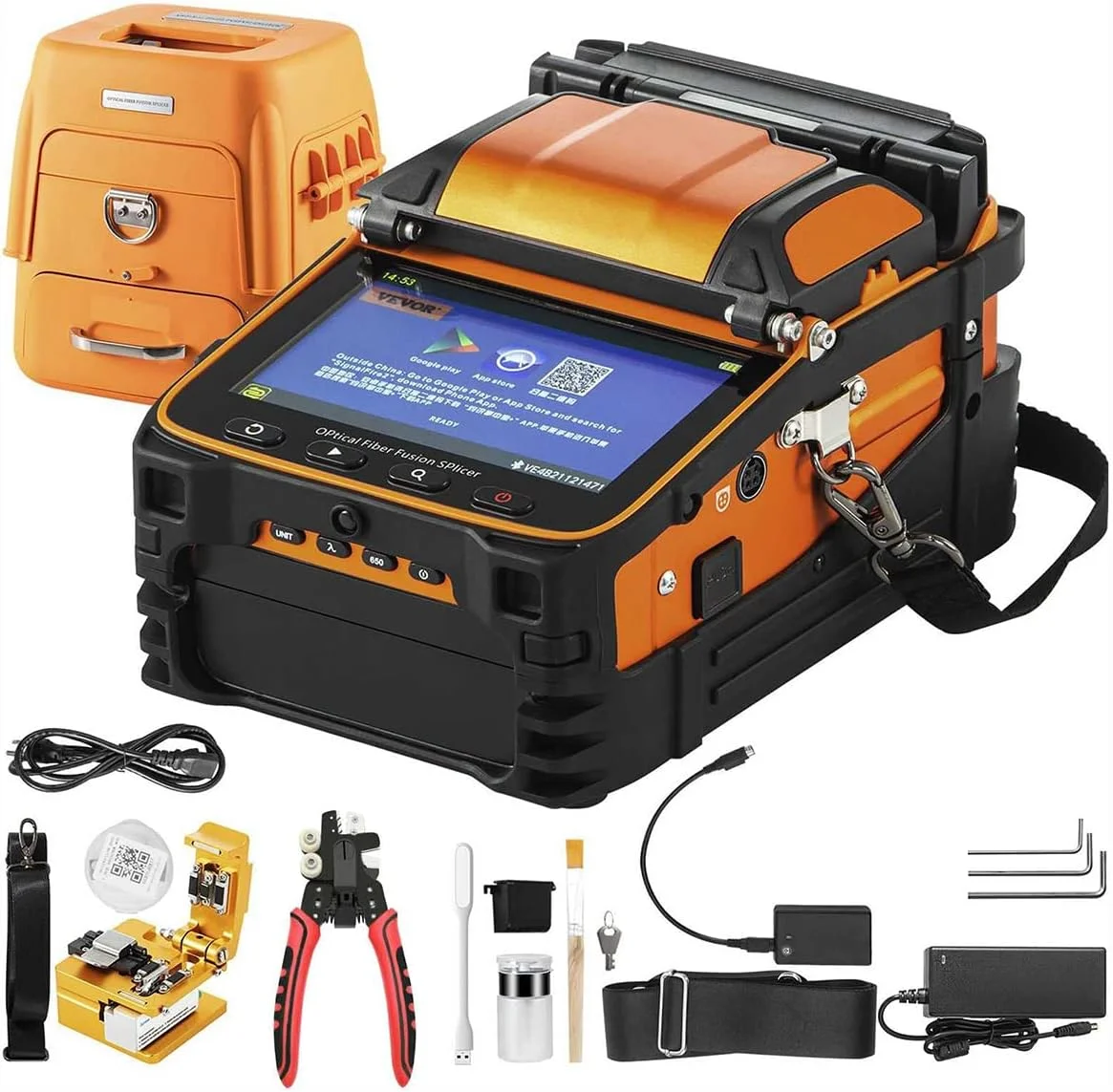 دستگاه فیوژن فیبر نوری اتوماتیک HYPKUTY با فوکوس خودکار FTTH، دستگاه جوش فیبر نوری اتوماتیک AI-9، شش موتور هسته ای، صفحه نمایش 5 اینچی، مناسب برای پروژه های فیبر نوری و کابل