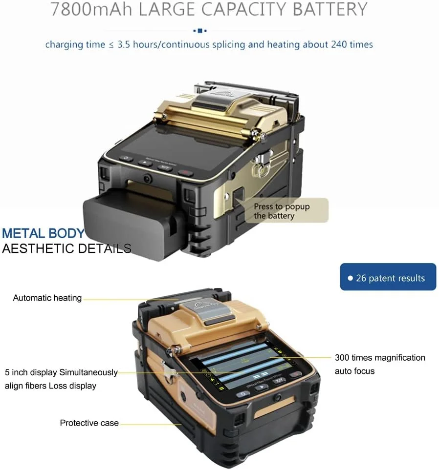 دستگاه فیوژن فیبر نوری اتوماتیک Telecom Fusion Splicer AI-8C SM&MM FTTH (کیف نارنجی AI-8C) (کیف آبی AI-8C)