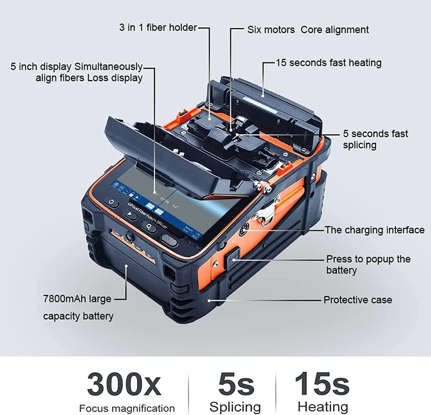 دستگاه فیوژن فیبر نوری اتوماتیک هوشمند Signal fire AI-9 FTTH با زمان اتصال 5 ثانیه و گرمایش 15 ثانیه