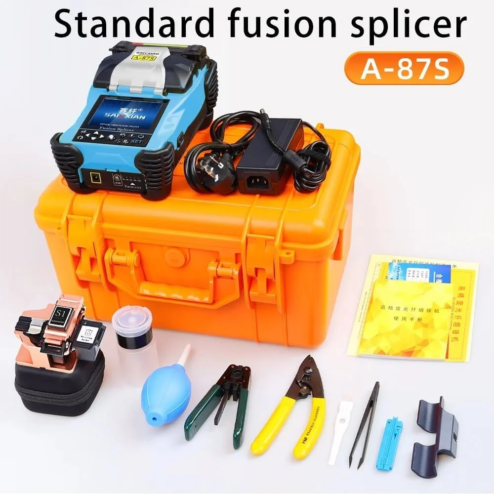 دستگاه فیوژن فیبر نوری، دستگاه جوش فیبر نوری اتوماتیک A-87S، صفحه نمایش 3.5 اینچی، کیت ابزار اتصال سرد فیبر، دستگاه اتصال کابل سیم عایق دستگاه فیوژن فیبر نوری، دستگاه جوش فیبر نوری اتوماتیک A-87S، صفحه نمایش 3.5 اینچی، کیت ابزار اتصال سرد فیبر، دستگاه اتصال کابل سیم عایق