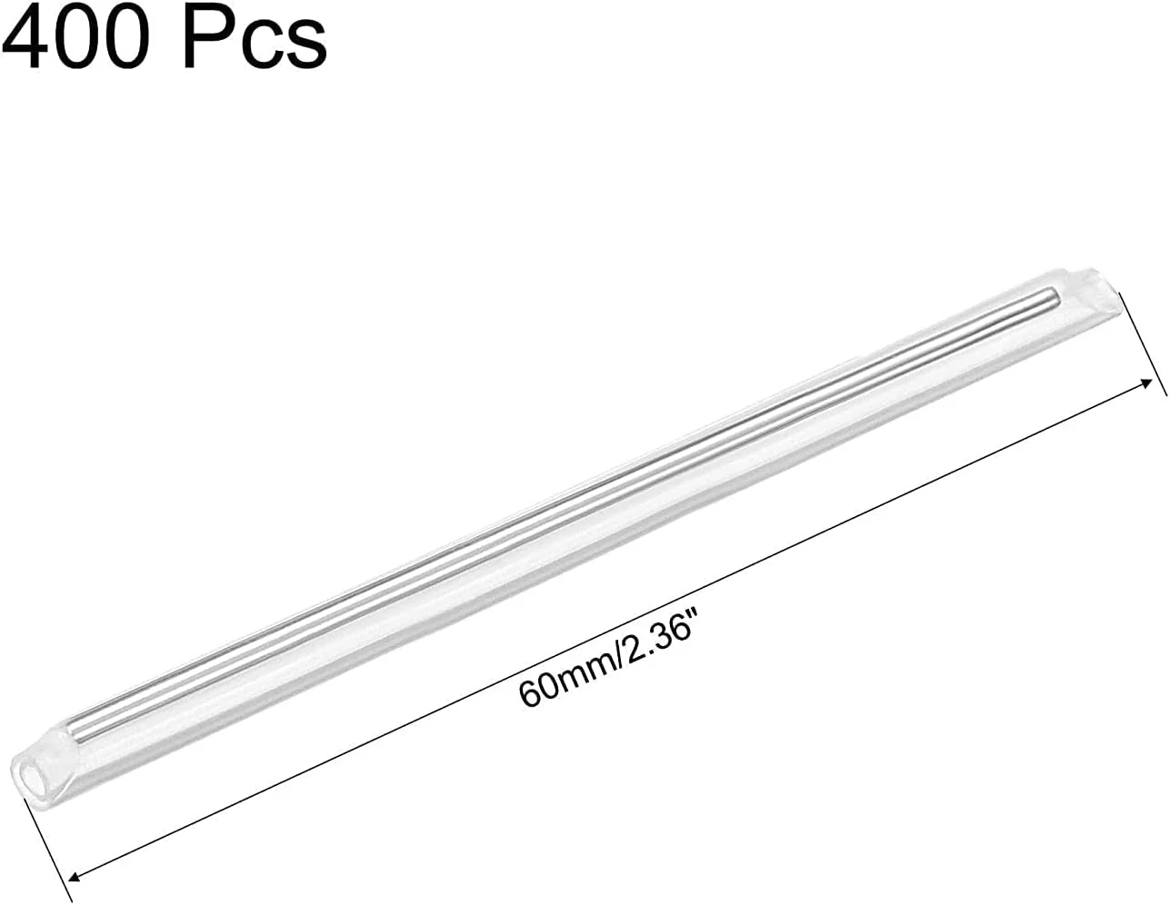 غلاف فیبر نوری XYWHPGV 60mm با قطر خارجی 3mm، محافظ لوله اتصال فیبر نوری از پیش جمع شده دو سر، لوله حرارتی شفاف با میله 1mm و 400 عدد