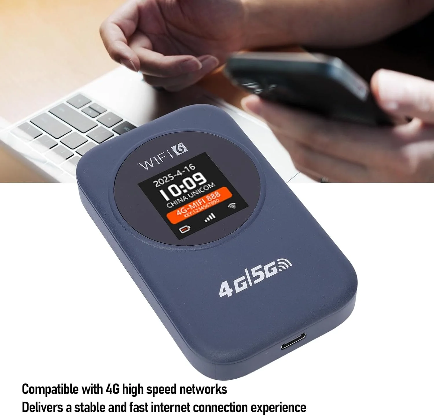 هات اسپات وای فای قابل حمل 4G اشاتا، روتر بی سیم پرسرعت 300 مگابیت بر ثانیه با اسلات سیم کارت، باتری 3000 میلی آمپر ساعتی و صفحه نمایش، برای تبلت، لپ تاپ و گوشی های هوشمند در سفر