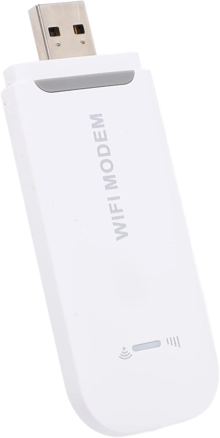 مودم وای فای 4G LTE الپریکو، روتر هات اسپات قابل حمل USB با اسلات سیم کارت برای مسافرت، پشتیبانی از 8 دستگاه و اینترنت پرسرعت 150 مگابیت بر ثانیه (سفید)