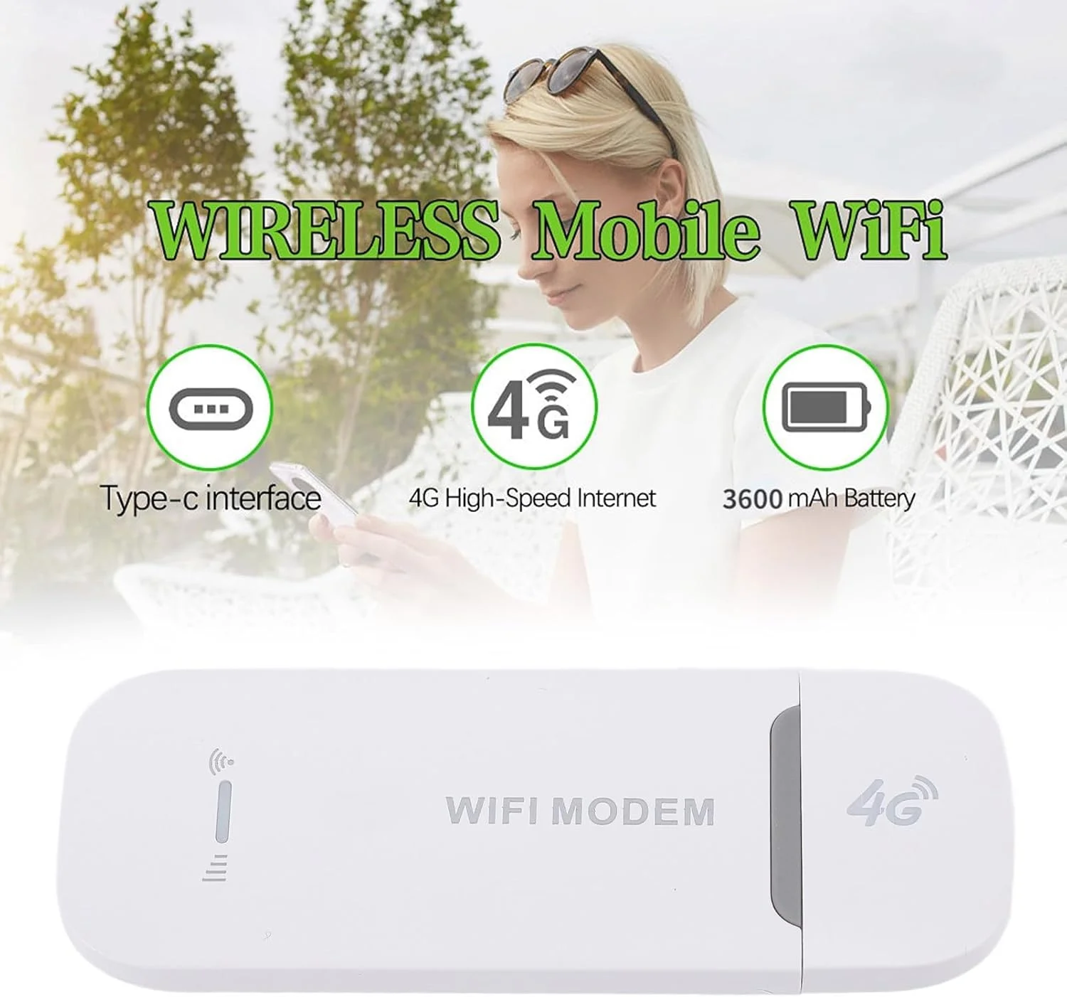 مودم وای فای 4G LTE الپریکو، روتر هات اسپات قابل حمل USB با اسلات سیم کارت برای مسافرت، پشتیبانی از 8 دستگاه و اینترنت پرسرعت 150 مگابیت بر ثانیه (سفید)