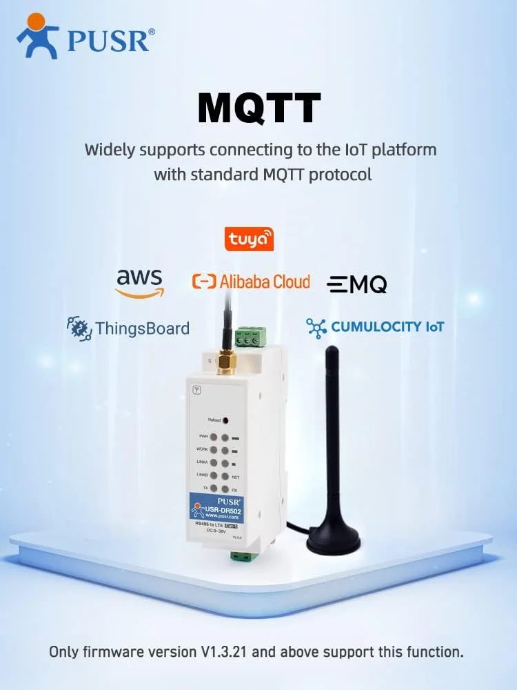 مودم USR-DR502-E اروپا HTTP MQTT GSM SMS 4G LTE Cat 1 با اسلات سیم کارت و پشتیبانی از پلتفرم IoT