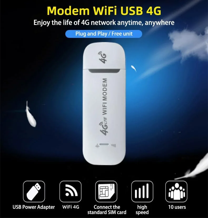مودم کوچک قابل حمل وای فای 4G LTE با سیم کارت، پورت USB، روتر بی سیم با پشتیبانی از درگاه سیم کارت، هات اسپات مسافرتی قابل حمل، پشتیبانی از LTE B1/B3/B7/B8/B20/B38/B40/B41