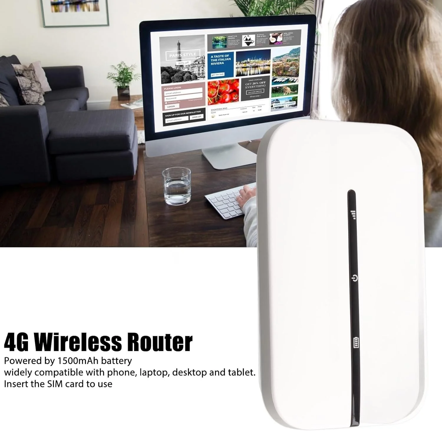 روتر 4G LTE مدل Zhjvihx، روتر وای فای آنلاک با اسلات سیم کارت، پشتیبانی از اتصال تا 10 دستگاه وای فای برای مسافرت B1/B3/B5/B7/B8/B20/B38/B40، اتصال بی سیم امن در هر مکان - تصویر 2
